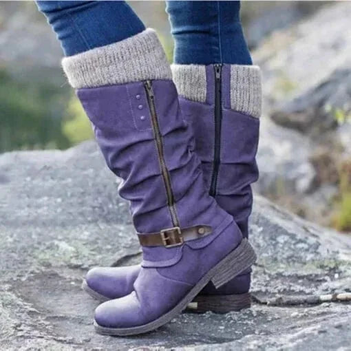 Leah | Women's Knitted Cuff Knee High Boots