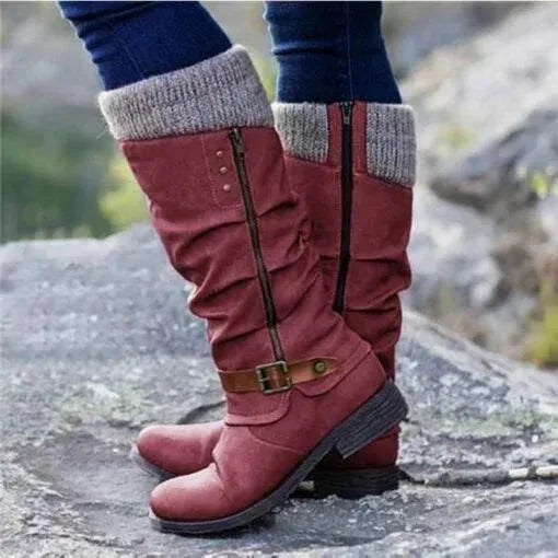 Leah | Women's Knitted Cuff Knee High Boots