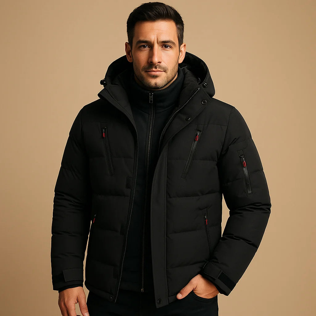 Liam | Men's Zip Pocket Hooded Puffer Jacket