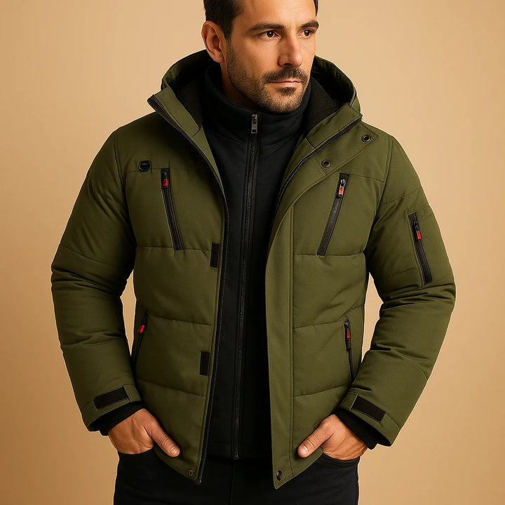 Liam | Men's Zip Pocket Hooded Puffer Jacket