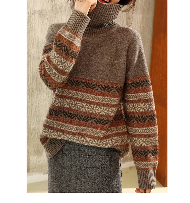 Lily | Women's Fair Isle Roll Neck Collar Sweater