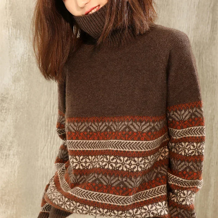 Lily | Women's Fair Isle Roll Neck Collar Sweater