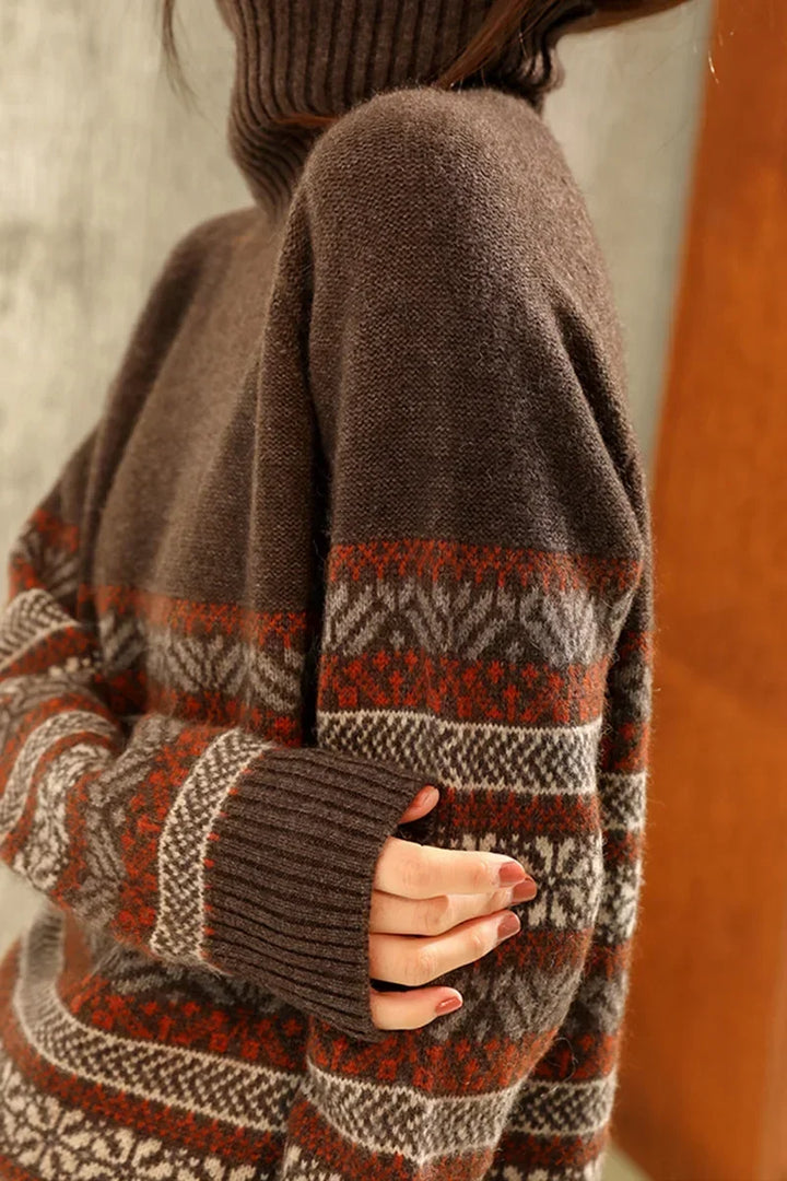 Lily | Women's Fair Isle Roll Neck Collar Sweater