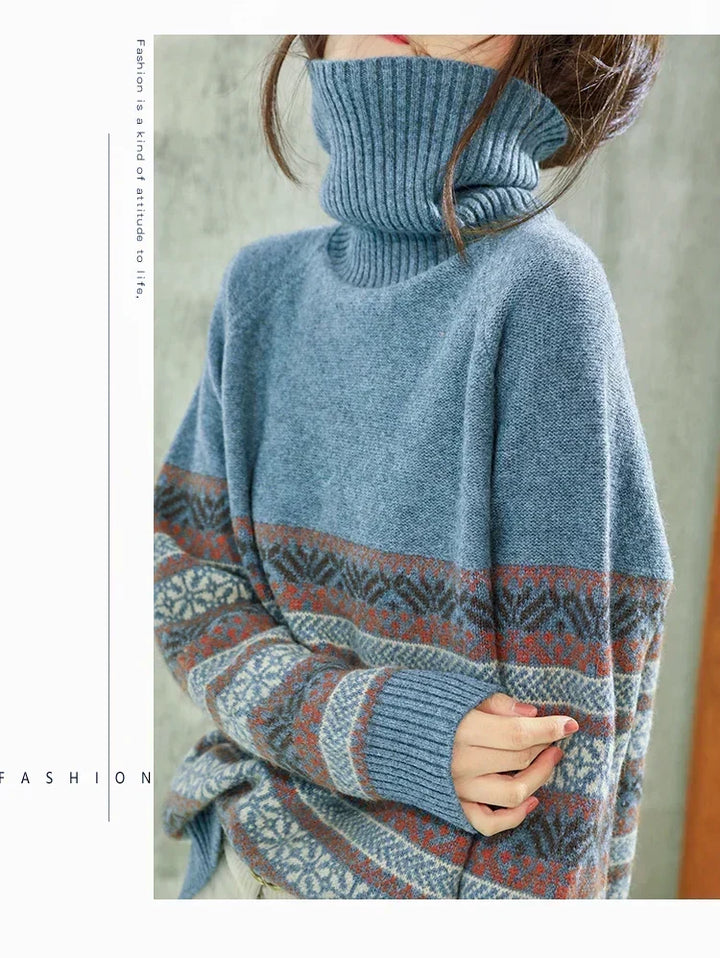 Lily | Women's Fair Isle Roll Neck Collar Sweater