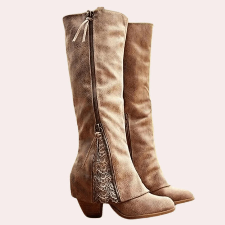 Lucy | Women's Zip Front Knee High Cowgirl Boots