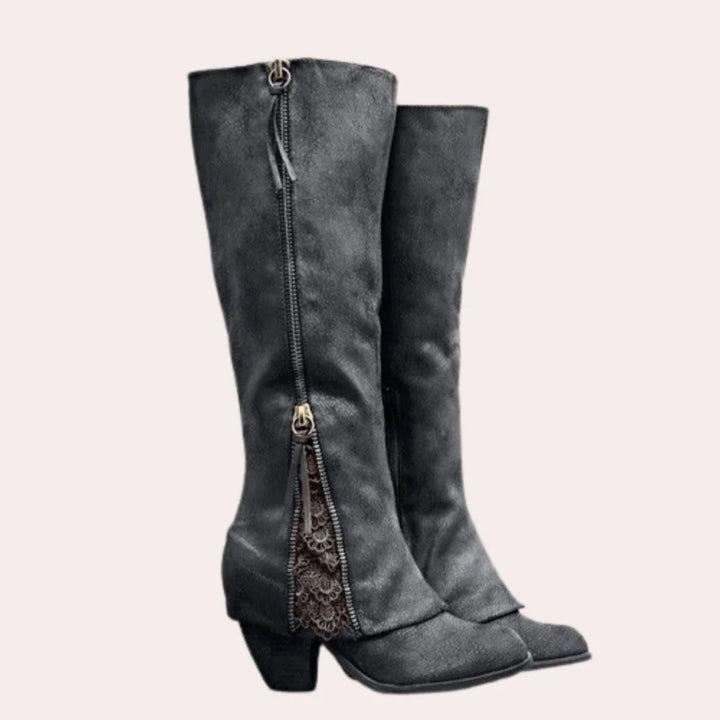 Lucy | Women's Zip Front Knee High Cowgirl Boots