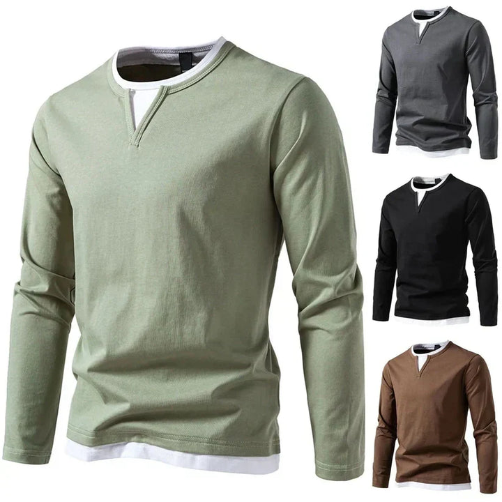 Marcus | Men's Notch Neck Long Sleeve T Shirt
