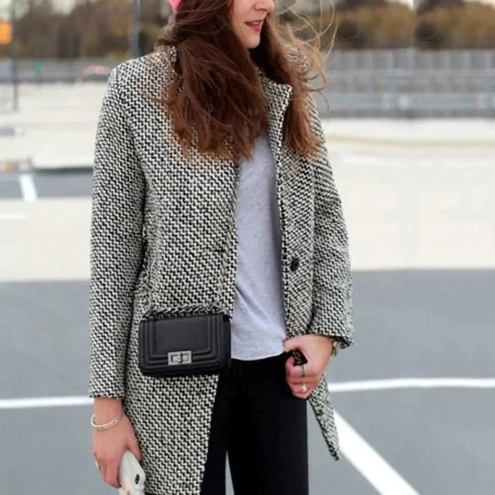 Marianne | Women's Herringbone Button Front Coat