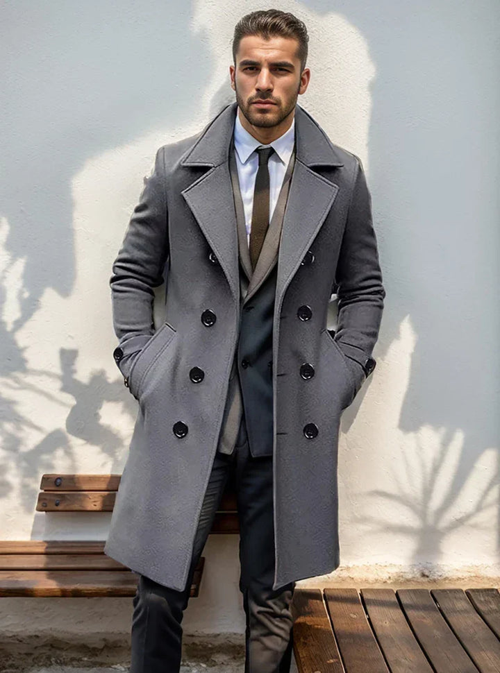 Michaela | Men's Long Overcoat with Double Breasted Front