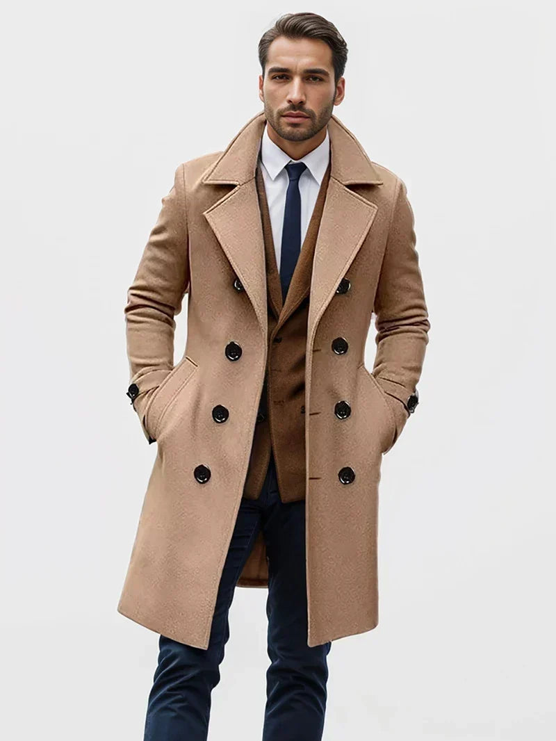 Michaela | Men's Long Overcoat with Double Breasted Front