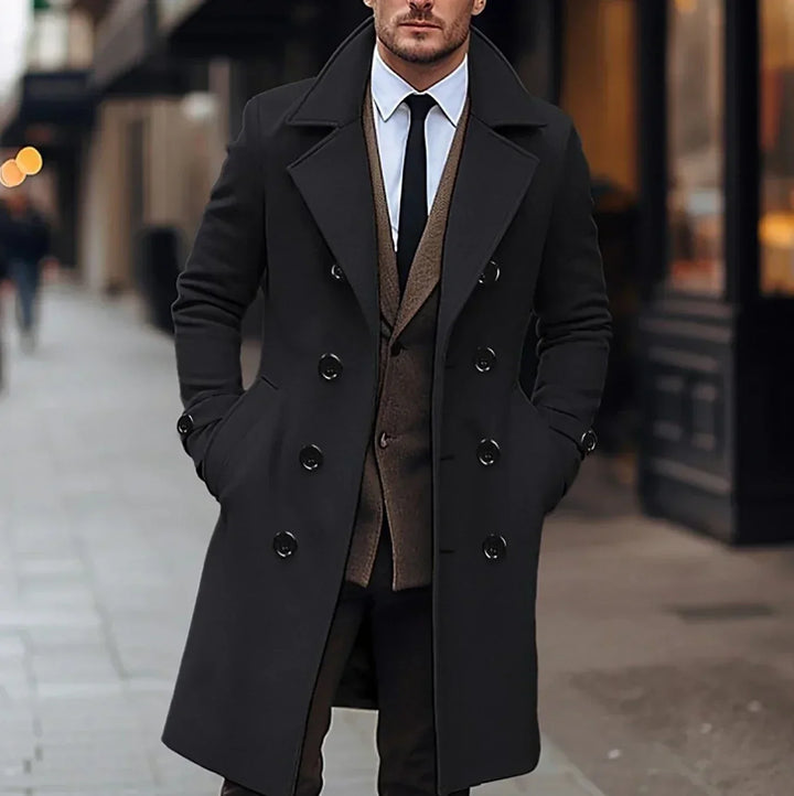 Michaela | Men's Long Overcoat with Double Breasted Front