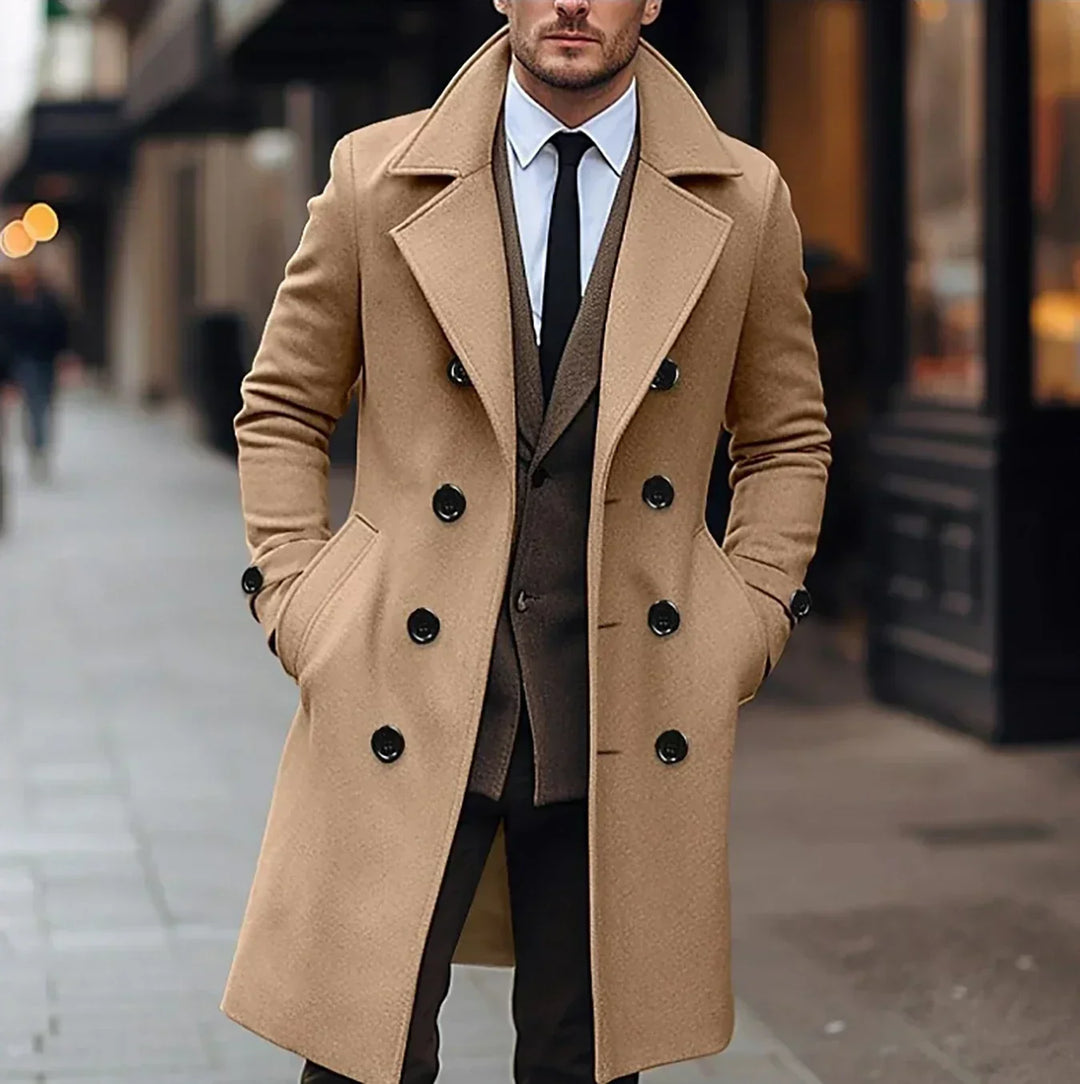 Michaela | Men's Long Overcoat with Double Breasted Front