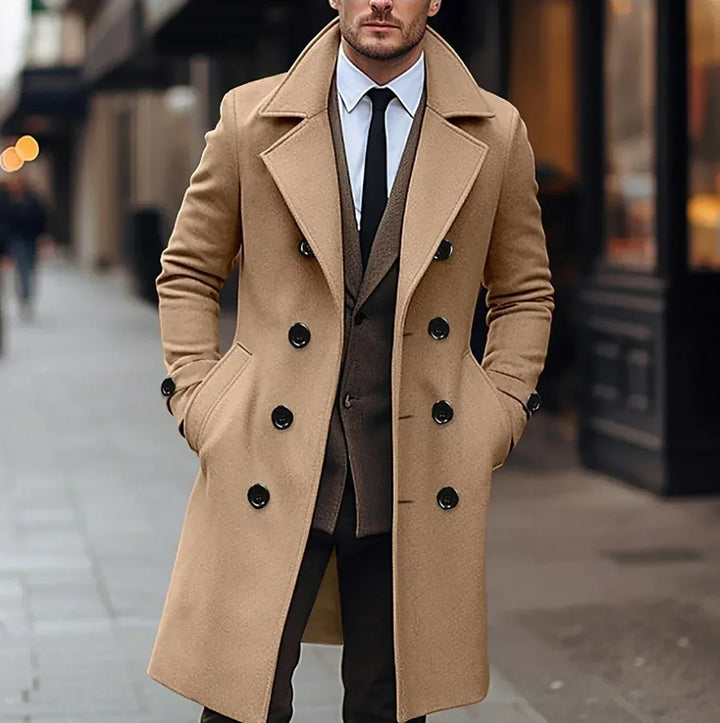Michaela | Men's Long Overcoat with Double Breasted Front