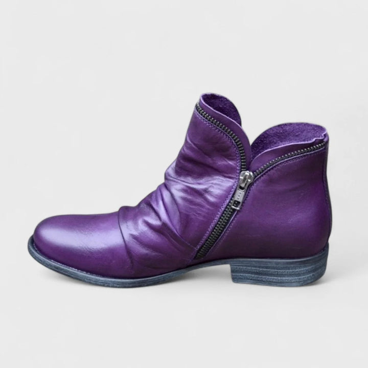 Naomi | Women's Flat Side Zip Slouch Ankle Boots