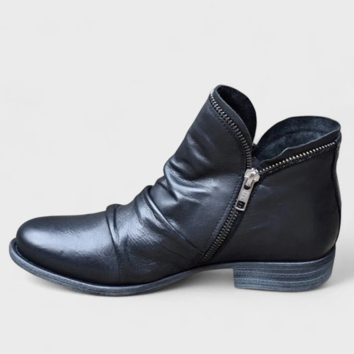 Naomi | Women's Flat Side Zip Slouch Ankle Boots