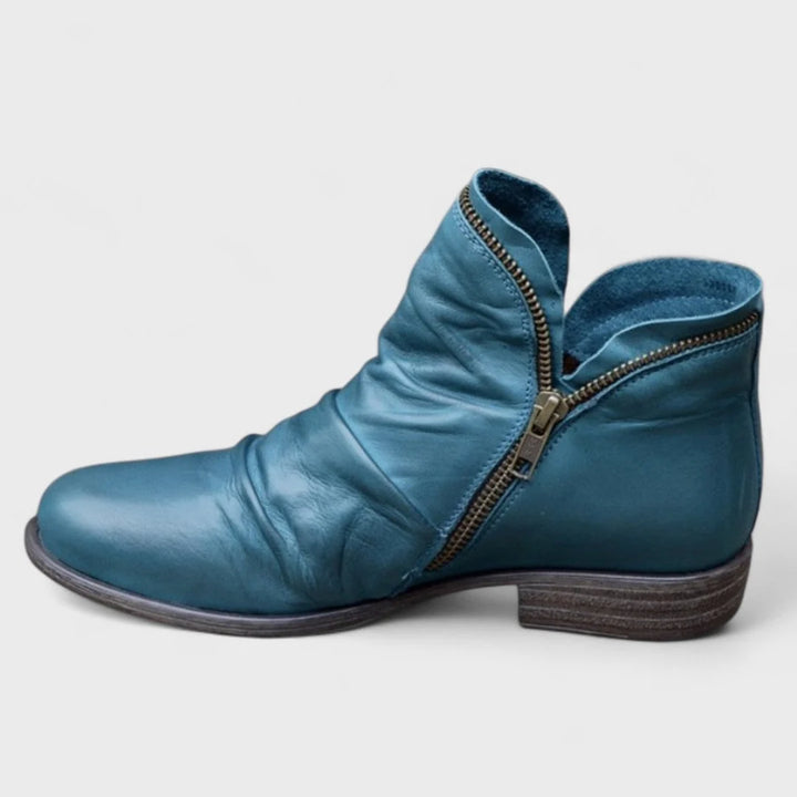 Naomi | Women's Flat Side Zip Slouch Ankle Boots