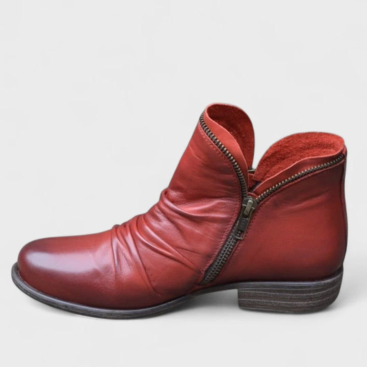 Naomi | Women's Flat Side Zip Slouch Ankle Boots