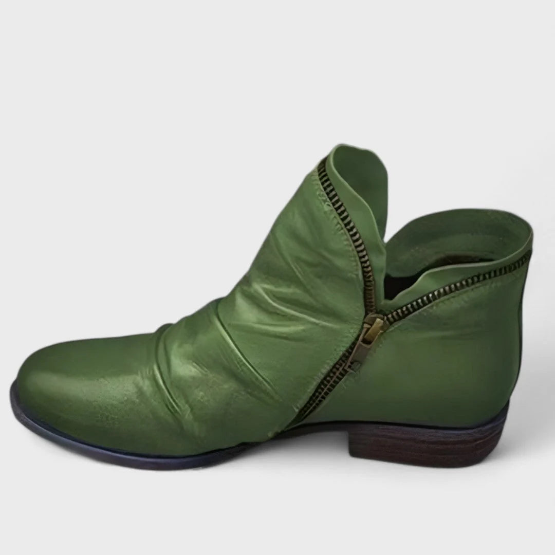 Naomi | Women's Flat Side Zip Slouch Ankle Boots