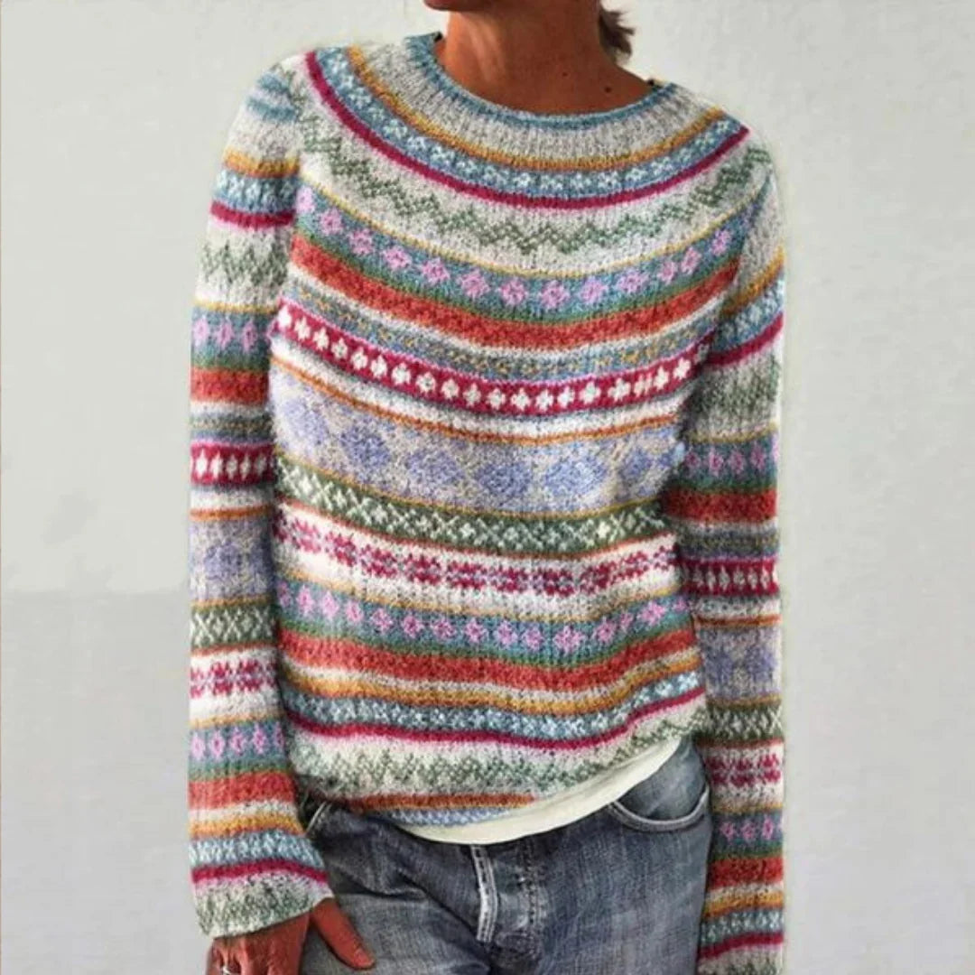 Nell | Women's Fair Isle Boat Neck Knit Sweater