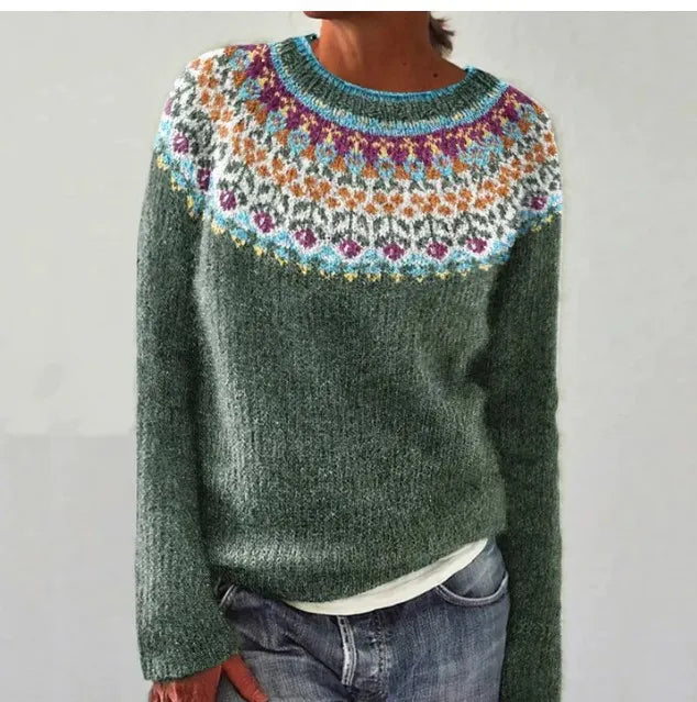 Nell | Women's Fair Isle Boat Neck Knit Sweater