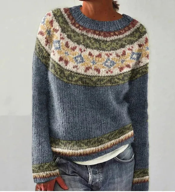 Nell | Women's Fair Isle Boat Neck Knit Sweater