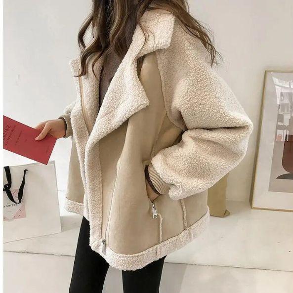 Nora | Women's Faux Shearling Collar Aviator Jacket