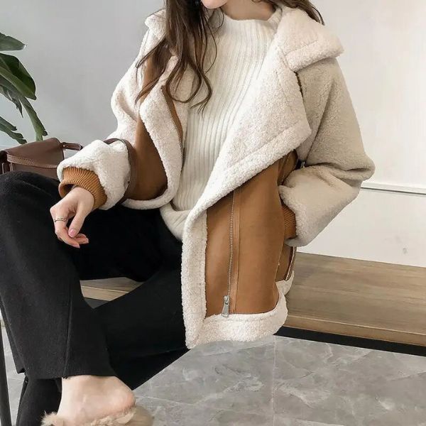 Nora | Women's Faux Shearling Collar Aviator Jacket