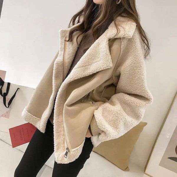 Nora | Women's Faux Shearling Collar Aviator Jacket