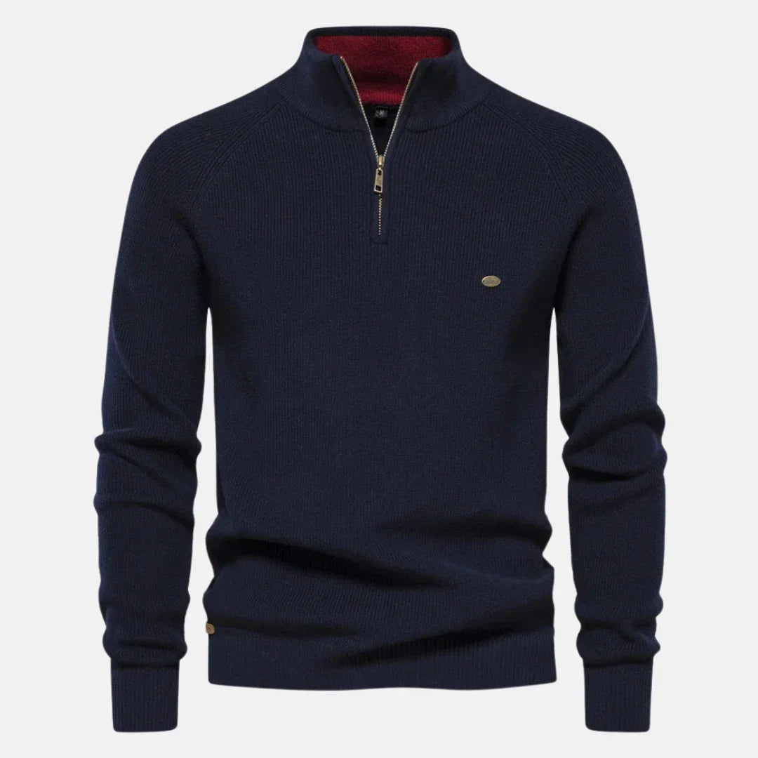 Oliver | Men's Knitted Quarter Zip Funnel Neck Jumper