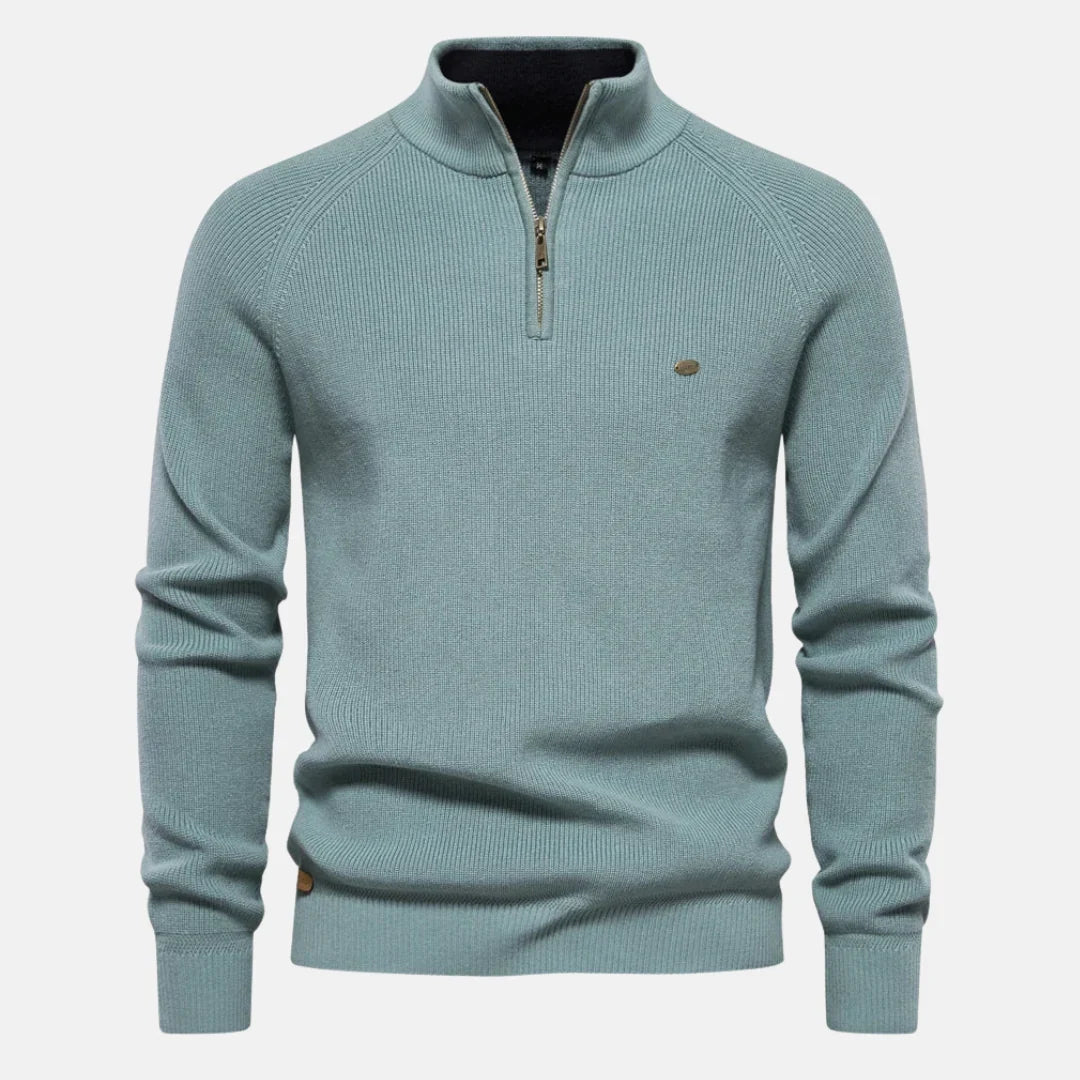 Oliver | Men's Knitted Quarter Zip Funnel Neck Jumper