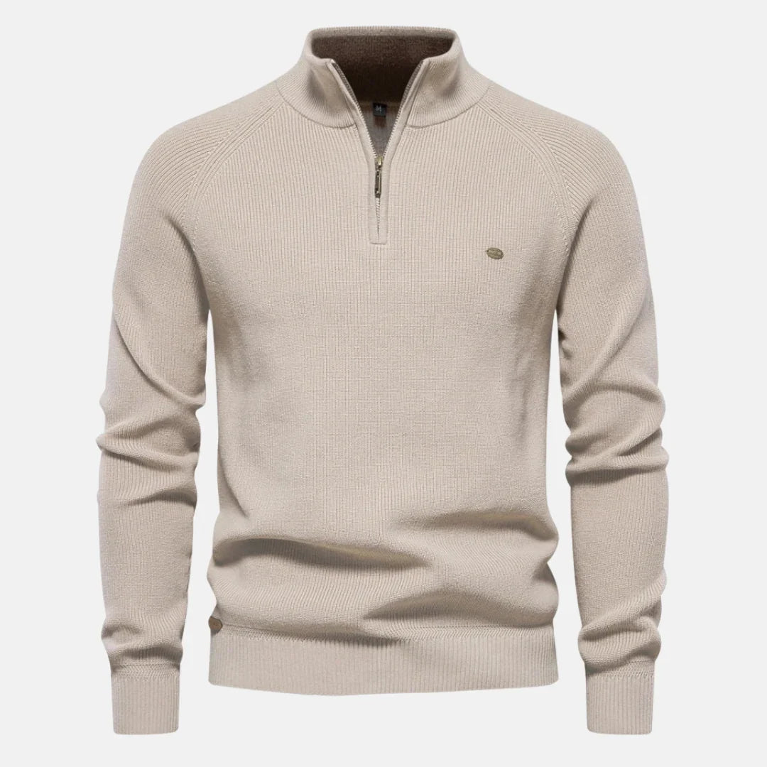 Oliver | Men's Knitted Quarter Zip Funnel Neck Jumper