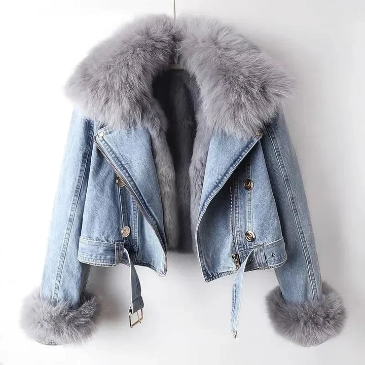 Poppy | Women's Cropped Faux Fur Collar Jacket