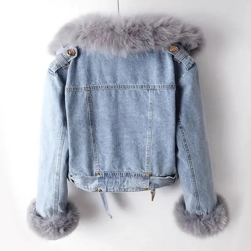 Poppy | Women's Cropped Faux Fur Collar Jacket