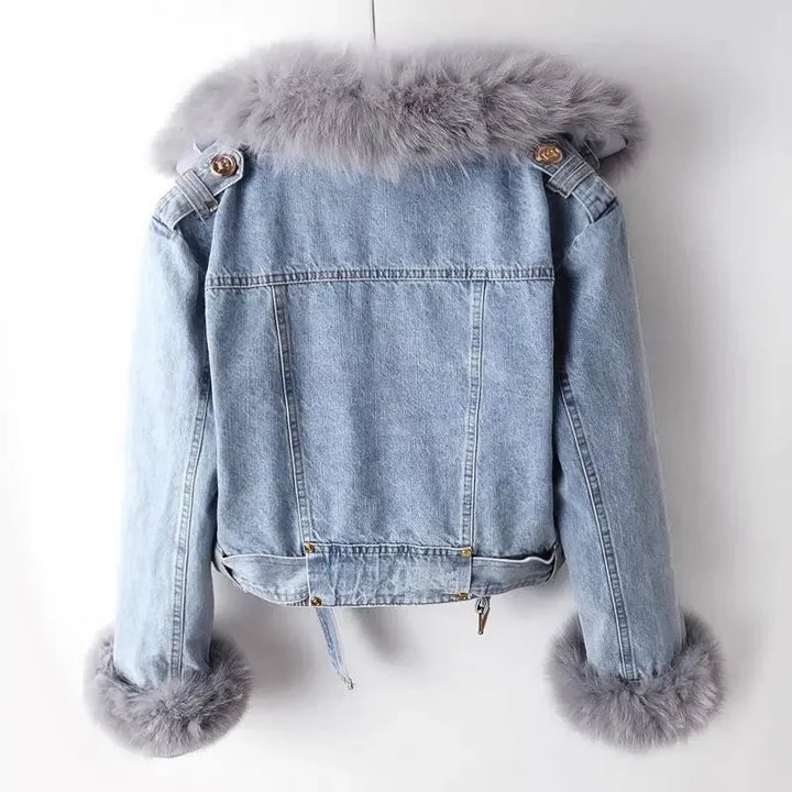Poppy | Women's Cropped Faux Fur Collar Jacket