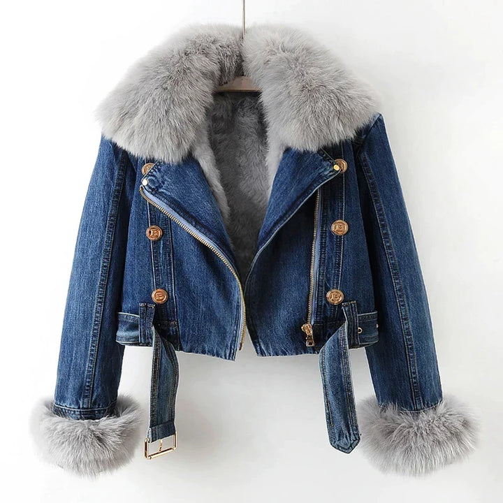 Poppy | Women's Cropped Faux Fur Collar Jacket