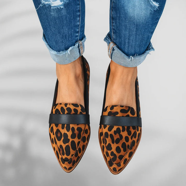 Rachel | Women's Pointed Suede Effect Flat Loafers