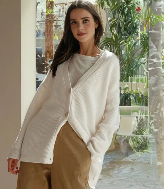 Rosanna | Long V Neck Button Knit Cardigan for Women