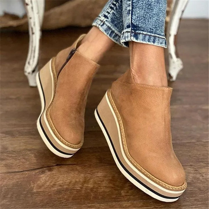 Rosie | Women's Platform Wedge Side Zip Ankle Boots