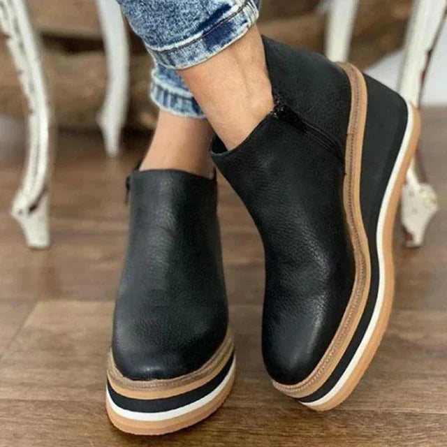 Rosie | Women's Platform Wedge Side Zip Ankle Boots