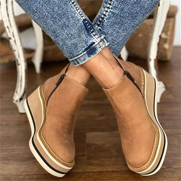 Rosie | Women's Platform Wedge Side Zip Ankle Boots