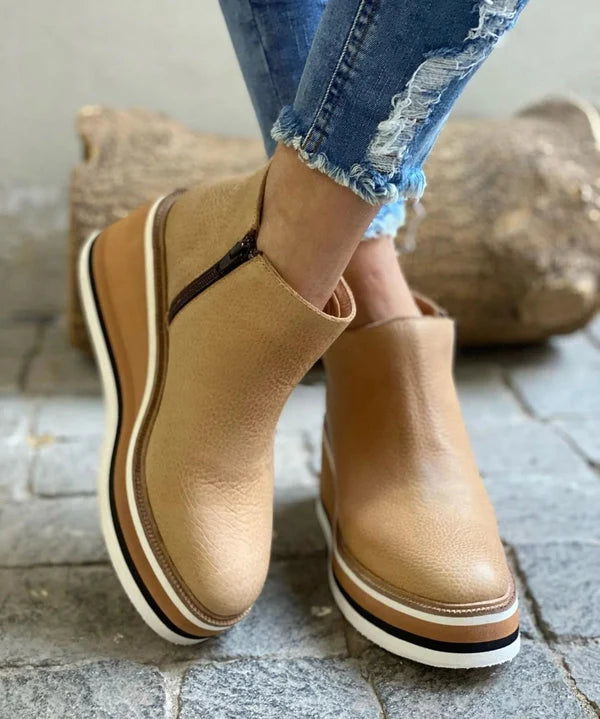 Rosie | Women's Platform Wedge Side Zip Ankle Boots