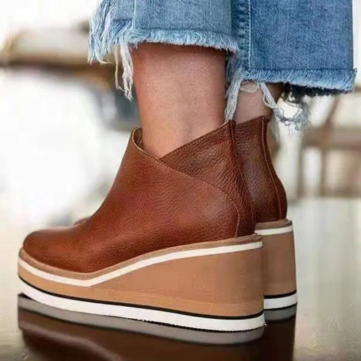 Rosie | Women's Platform Wedge Side Zip Ankle Boots
