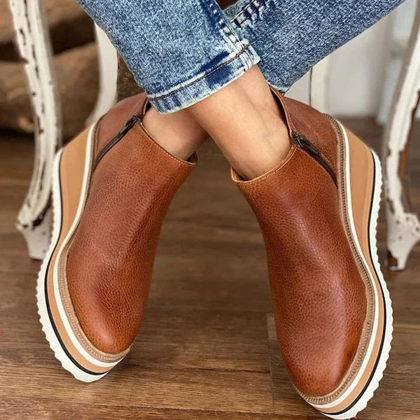 Rosie | Women's Platform Wedge Side Zip Ankle Boots