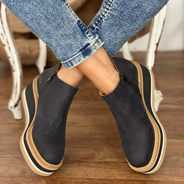 Rosie | Women's Platform Wedge Side Zip Ankle Boots