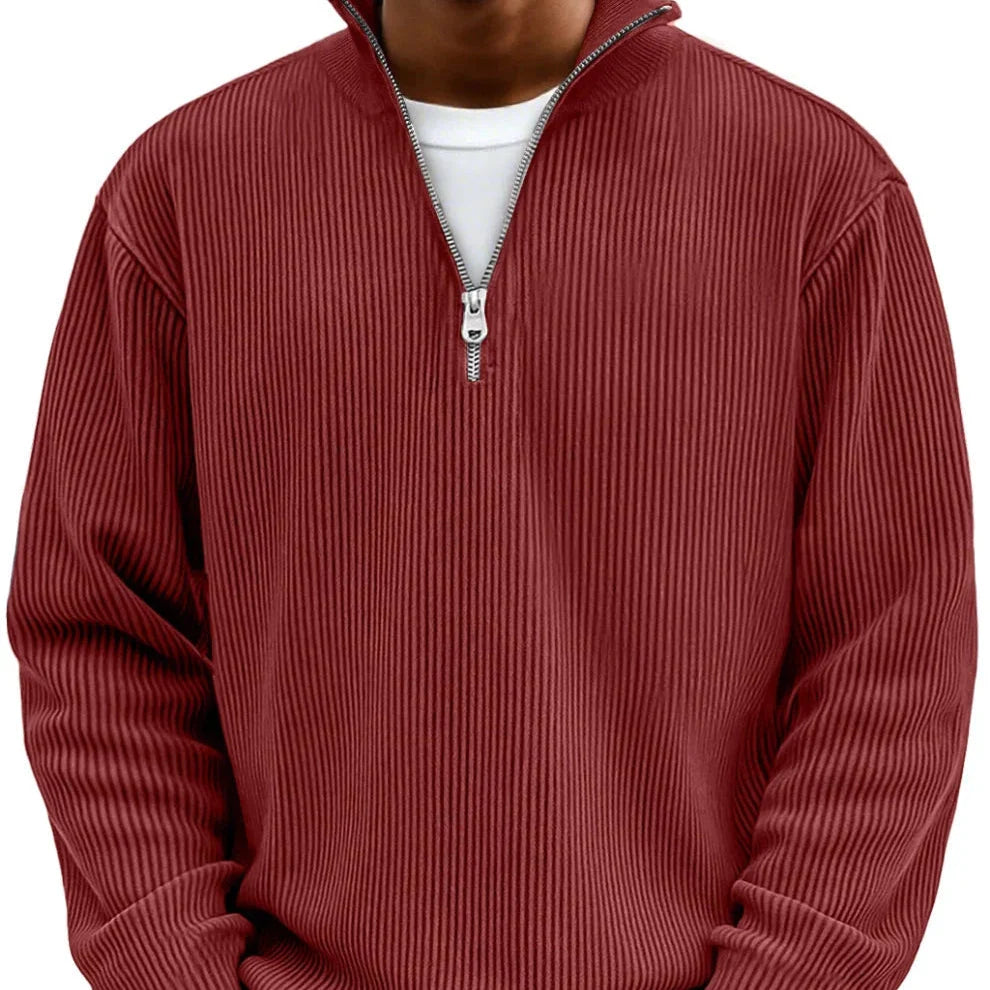 Rowan | Men's Quarter Zip Ribbed Funnel Neck Knitted Jumper