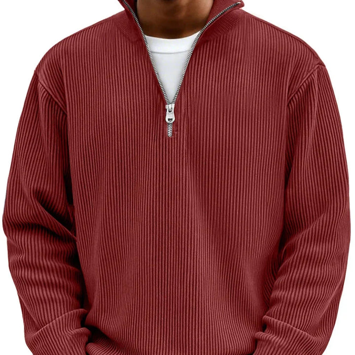 Rowan | Men's Quarter Zip Ribbed Funnel Neck Knitted Jumper