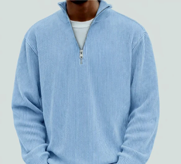 Rowan | Men's Quarter Zip Ribbed Funnel Neck Knitted Jumper