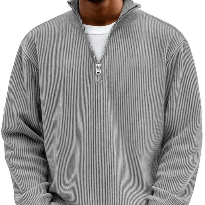 Rowan | Men's Quarter Zip Ribbed Funnel Neck Knitted Jumper