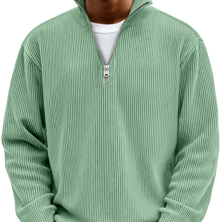 Rowan | Men's Quarter Zip Ribbed Funnel Neck Knitted Jumper