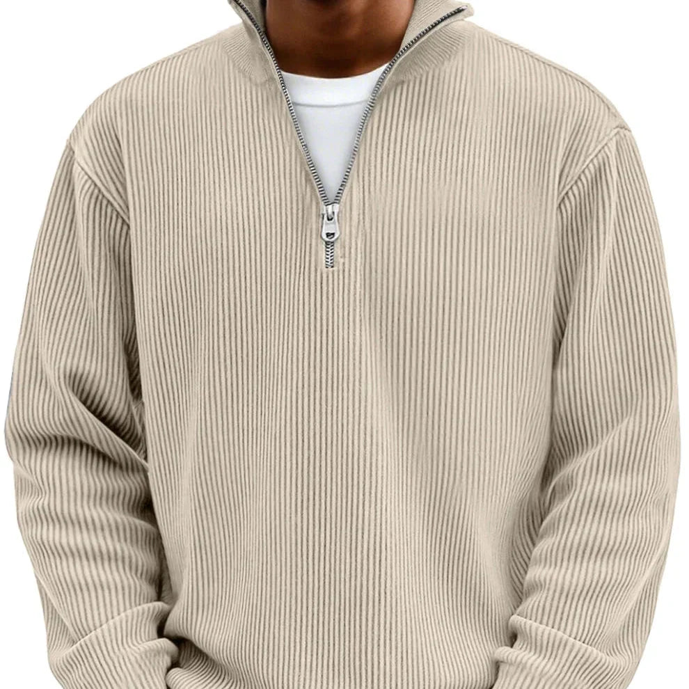 Rowan | Men's Quarter Zip Ribbed Funnel Neck Knitted Jumper